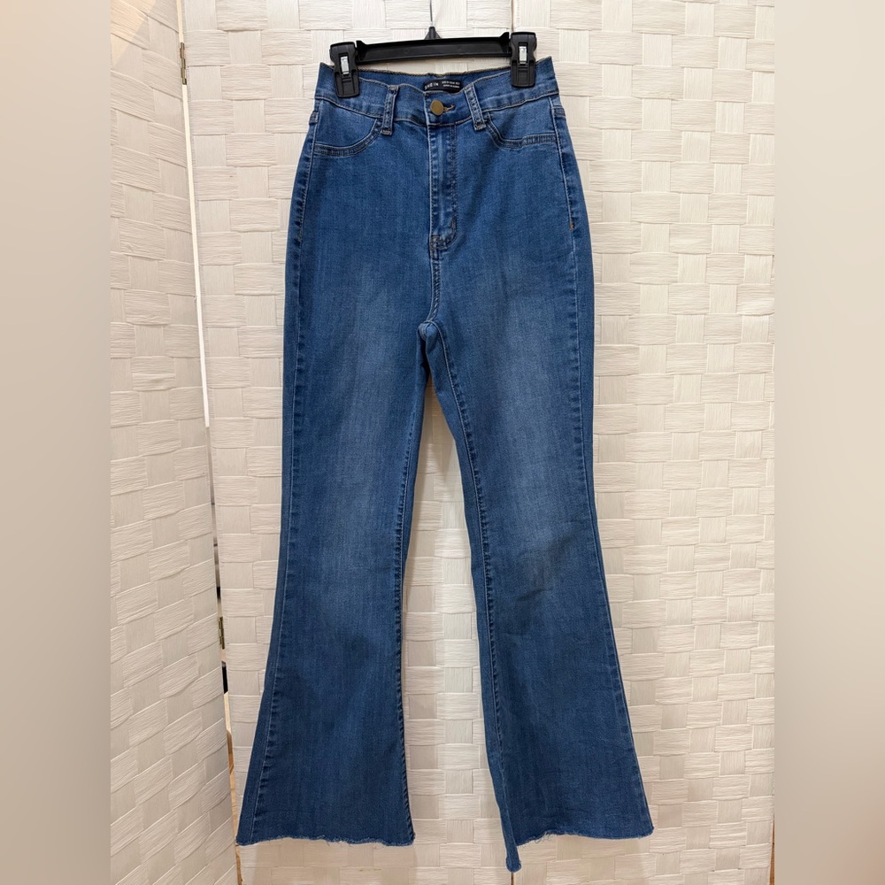 High Waisted Blue Bell Bottom Denim Jeans